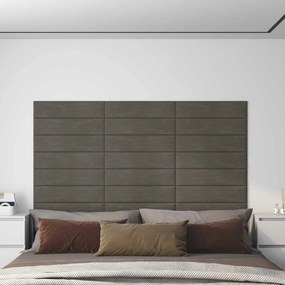 vidaXL Κεφαλάρι Τοίχου 12 pcs Σκούρο Γκρι Βελούδο