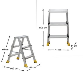 Σκάλα Double Step Perilla αλουμινίου 3+3 σκαλοπάτια 62εκ.