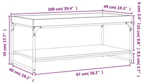 Τραπεζάκι Σαλονιού Καφέ Δρυς 100x49x45 εκ. Επεξεργασμένο Ξύλο - Καφέ