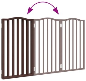vidaXL Πύλη σκύλου πτυσσόμενη 3 πάνελ καφέ δρυς 150 cm ξύλο λεύκας