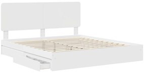 vidaXL Κρεβάτι Αποθήκης Λευκό 200 x 200 cm Επεξεργασμένο ξύλο