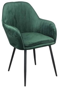Valery Πολυθρόνα Μέταλλο Βαφή Μαύρο / Ύφασμα Velure Forest Green . Διάσταση: 55x61x87cm (Σετ 2 ΤΕΜ)