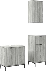 vidaXL Σετ Επίπλων Μπάνιου 3 pcs Γκρι sonoma Επεξεργασμένο ξύλο