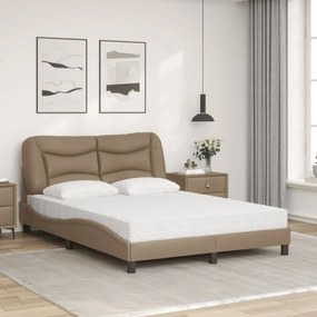 vidaXL Κρεβάτι με Στρώμα Hvar Καπουτσίνο 140x190εκ.από Συνθ.Δέρμα