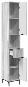 vidaXL Ψηλό ντουλάπι μπάνιου με πόρτα Γκρι sonoma 31.5 x 33 x 190 εκ.