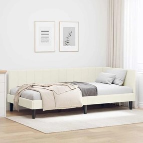 vidaXL Κρεβάτι Γωνίας με κεφαλάρι Κρεμ 100 x 200 cm Βελούδο