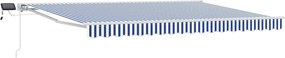 vidaXL Χειροκίνητο πλαίσιο τέντας με LED Μπλε και άσπρο 4 x 2 m