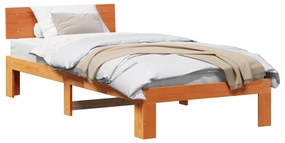 vidaXL Κρεβάτι με κεφαλάρι Καφέ 75x190 εκ. Μασίφ ξύλο πεύκου