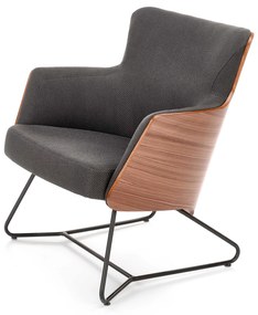 CHILLOUT leisure armchair dark grey / american walnut, legs - black DIOMMI V-PL-CHILLOUT-FOT-C.POPIEL/ORZECH AM.