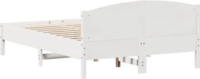 vidaXL Σκελετός Κρεβ. Χωρίς Στρώμα Λευκό 135x190 εκ Μασίφ Πεύκο
