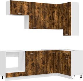 vidaXL Μονάδα κουζίνας LYON 8 pcs Καπνισμένο Ξύλο Δρυός