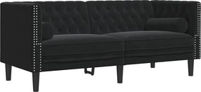vidaXL Καναπές Chesterfield Σετ 2 Τεμ. με Στηρίγματα Αν. Γκρι Βελούδο