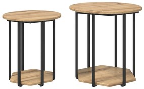 vidaXL Σετ βοηθητικά τραπεζάκια με ράφι 2 pcs Δρυς Artisan και Μαύρο