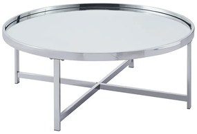 Tραπέζι σαλονιού Tristan pakoworld μέταλλο ασημί-γυαλί Φ105x40εκ Model: 138-000018