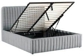 Κρεβάτι διπλό Zilin pakoworld ύφασμα ανθρακί-beige 160x200εκ