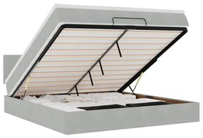 vidaXL Οθωμανικό κρεβάτι με στρώμα&LEDs Ανοιχτό γκρι 160x200cm Βελούδο