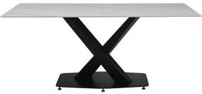 Τραπέζι Tafel  Sintered stone λευκό με μεταλλικά πόδια σε μαύρη απόχρωση 180x90x76εκ