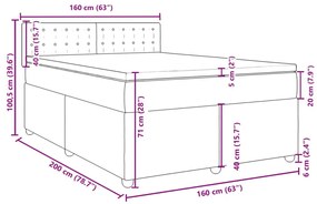 Κρεβάτι Boxspring με Στρώμα Σκούρο Γκρι 160x200 εκ Υφασμάτινο - Γκρι