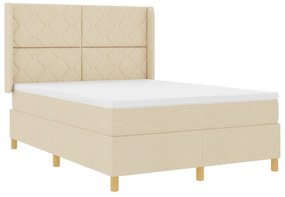 vidaXL Κρεβάτι Box Spring με Στρώμα  Κρεμ 140x200 εκ Υφάσματος