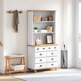 vidaXL Κλουβί με συρτάρι Λευκό 91 x 40 x 184 εκ. Μασίφ ξύλο πεύκου