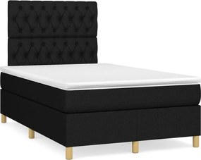 vidaXL Κρεβάτι Boxspring με Στρώμα Μαύρο 120x200 εκ. Υφασμάτινο