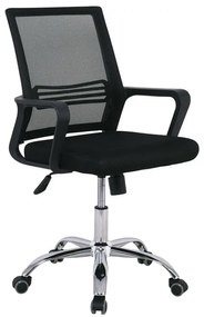 WOODWELL ΕΟ256BF2110 Πολυθρόνα Γραφείου Μέταλλο Χρώμιο, Mesh Μαύρο 58x60x94/104cm ΕΟ256