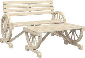 vidaXL Σαλόνι Κήπου Σετ 2 Τεμαχίων από Μασίφ Ξύλο Ελάτης