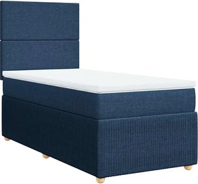 vidaXL Κρεβάτι Boxspring με Στρώμα Μπλε 90x190 εκ.Υφασμάτινο