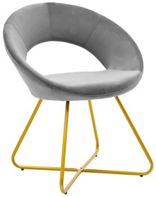 Καρέκλα Valentina 029-000135 67,5x60x75,5cm Grey-Gold Βελούδο, Μέταλλο