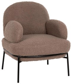 ARMCHAIR AGNES  LIGHT BROWN BOUCLE FABRIC-BLACK METAL LEGS 74x71x83Hcm.