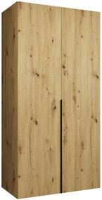 Ντουλάπα Alicante-Δίφυλλη-Φυσικό - Μαύρο