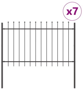 vidaXL Φράχτης κήπου  με κορυφαία αιχμή Γκρι 11,9x1,2 μ Χάλυβας
