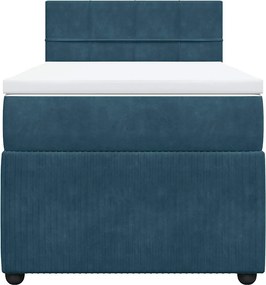 vidaXL Κρεβάτι Boxspring με Στρώμα Μπλε 90x200 εκ. Βελούδινο