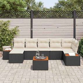 vidaXL Σετ Καναπέ Κήπου με μαξιλάρι 8 pcs Μαύρο Πολυ ράταν