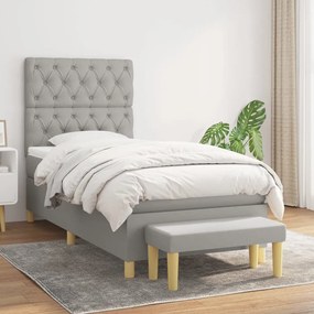 vidaXL Κρεβάτι Boxspring με Στρώμα Ανοιχτό Γκρι 80x200 εκ. Υφασμάτινο