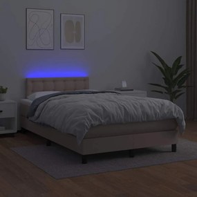vidaXL Κρεβάτι Boxspring Στρώμα&amp;LED Καπουτσίνο 120x190 εκ. Συνθ. Δέρμα