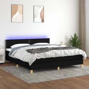 ΚΡΕΒΑΤΙ BOXSPRING ΜΕ ΣΤΡΩΜΑ &amp; LED ΜΑΥΡΟ 180X200 ΕΚ. ΥΦΑΣΜΑΤΙΝΟ 3133655