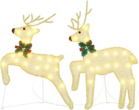 vidaXL LED Ελάφια 2 pcs Θερμό λευκό ύφασμα