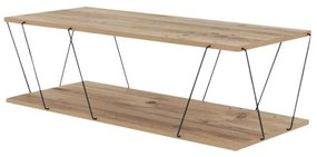 Τραπεζάκι σαλονιού Kalune Design 854KLN2808, 120х50 cm, 2 επίπεδα, Επίστρωση μελαμίνης/Μέταλλο, Καφέ/Μαύρο