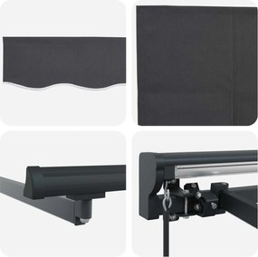 vidaXL Χειροκίνητο πλαίσιο τέντας με LED Ανθρακί 5 x 3,5 μ