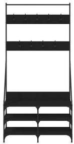 Κρεμάστρα Ρούχων με Παπουτσοθήκη Μαύρη 90x34x184 εκ. - Μαύρο