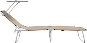 vidaXL Ξαπλώστρα 2 pcs Taupe 58 x 188 x 77 εκ. Πολυεστέρας