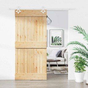 vidaXL Συρόμενη Πόρτα Φυσικό και Λευκό 90 x 210 cm