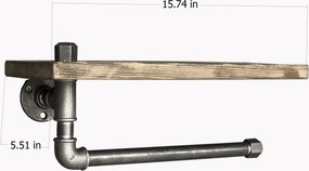 Ράφι Τύπου Σωλήνα Μαύρο / Καρυδί CLARAS 40x14x16