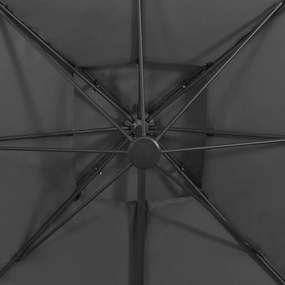 Ομπρέλα Κρεμαστή με Διπλή Οροφή Ανθρακί 300 x 300 εκ. - Ανθρακί