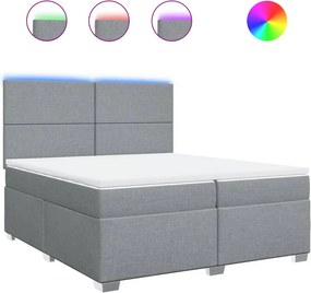 vidaXL Κρεβάτι Boxspring με Στρώμα Ανοιχτό Γκρι 200x200 εκ. Υφασμάτινο