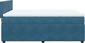 vidaXL Κρεβάτι Boxspring με Στρώμα Μπλε 160x200 εκ. Βελούδινο