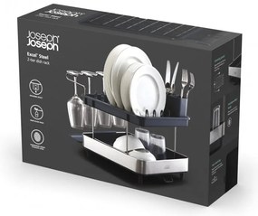 Στεγνωτήριο πιάτων Joseph Joseph 851647, 2 επιπέδων, Φινίρισμα χωρίς γρατσουνιές, Ανοξείδωτο ατσάλι, Γκρι
