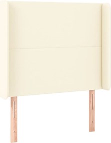 vidaXL Κρεβάτι Boxspring με Στρώμα &amp; LED Κρεμ 90x200 εκ. Συνθ. Δέρμα