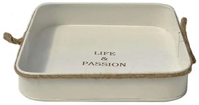 Δίσκος Μεταλλικός Life &amp; Passion 00.03.3932 31Χ31Χ6cm Ecru Metal